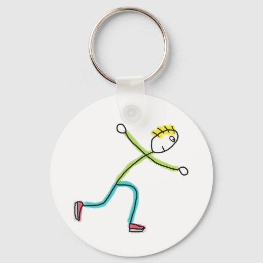 Schaatsende Stickman Sleutelhanger (Voorkant)
