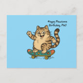Schaatsende tabby kat VERJAARDAGSKAART Briefkaart (Voorkant)
