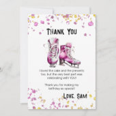 Schaatsende verjaardags thank you kaart om te down (Voorkant)