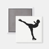 Schaatsende Vrouw Silhouet Magneet (Voorkant / Achterkant)