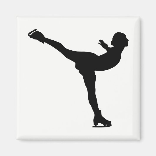 Schaatsende Vrouw Silhouet Magneet (Voorkant)
