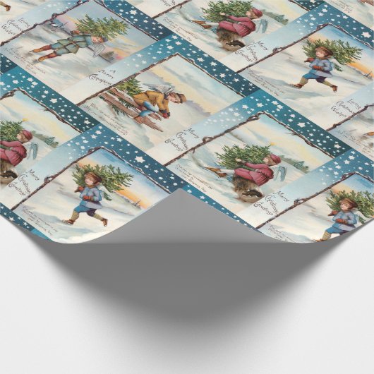 schaatsengelen cadeaupapier (Hoek)