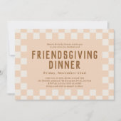 Schaatser Checkerboard Friendsgiving Diner Kaart (Voorkant)
