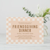 Schaatser Checkerboard Friendsgiving Diner Kaart (Staand voorkant)