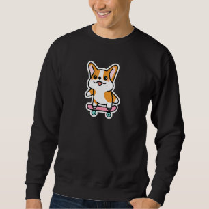 Schaatser Corgi Hond Cool Skateboard Mannen Vrouwe Trui