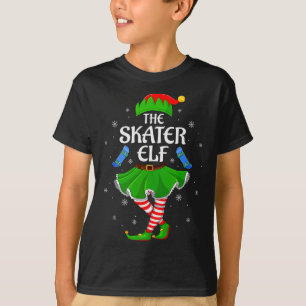 Schaatser Elf Kerst Familie Meisjes Vrouwen Elf Te T-shirt