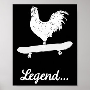 Schaatser Haan Kip Skateboarden Grappig Poster