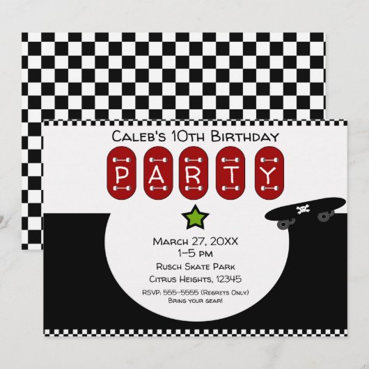 Schaatser Half Pipe Skateboard Verjaardagsfeestje Kaart (Voorkant / Achterkant)