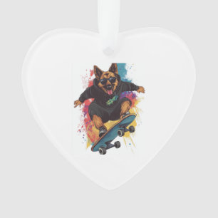 Schaatser Herder � Cool Skateboard Hond Ornament