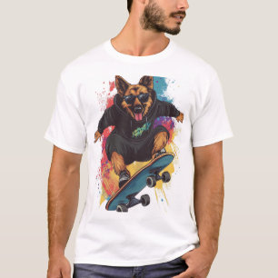 Schaatser Herdershond � Cool Skateboard Hond T-shirt
