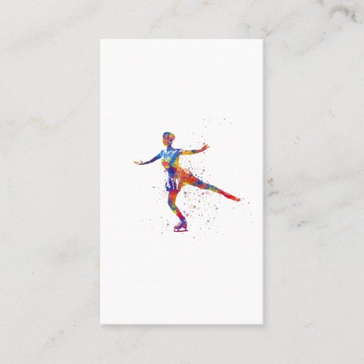 Schaatser in aquarel visitekaartje (Voorkant)