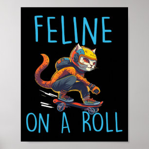 Schaatser Kattenliefhebber Skateboarden Skateboard Poster