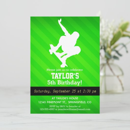 Schaatser; Neon Green Stripes Kaart (Staand voorkant)