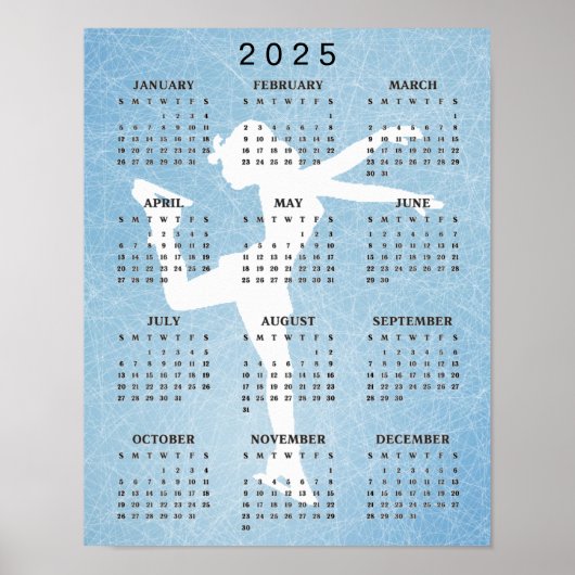 Schaatser ontwerp 2025 kalenderposter poster (Voorkant)