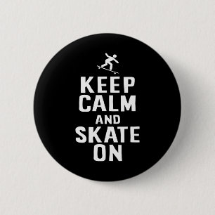 Schaatser ontwerp keep calm and skate on ronde button 5,7 cm