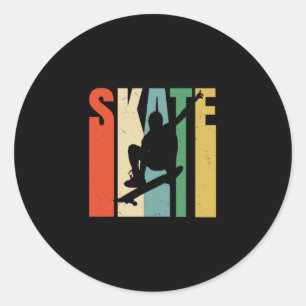 Schaatser Retro Vintage Skateboarden Cool Desi Ronde Sticker