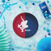 Schaatser; Rood, Wit en Blauw Papieren Bordje (Feest)