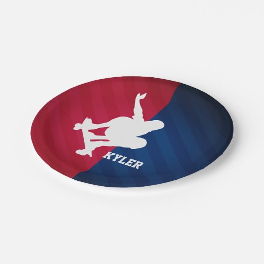 Schaatser; Rood, Wit en Blauw Papieren Bordje (Gekanteld)