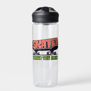 Schaatser Shred the Road – Retro 70s Skateboarden  Waterfles