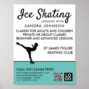 Schaatser Silhouet, Schaatsles Advertentie Poster