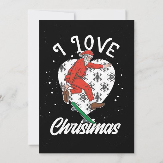Schaatser Skateboard Ik Hou Van Kerstmis Kaart (Voorkant)