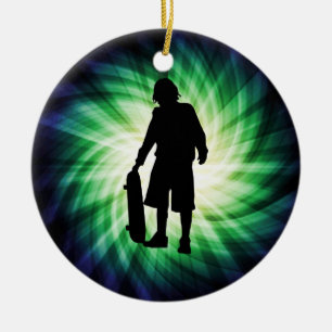 Schaatser; Skateboard Keramisch Ornament