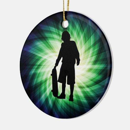 Schaatser; Skateboard Keramisch Ornament (Links)