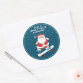 Schaatser Skateboarden Kerstmis Ronde Sticker (Envelop)