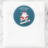 Schaatser Skateboarden Kerstmis Ronde Sticker (Tas)