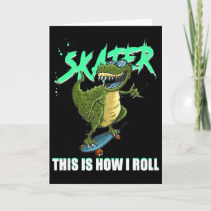 Schaatser T-rex Dinosaur Dit Is Hoe Ik Skateboard  Kaart