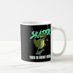 Schaatser T-rex Dinosaur Dit Is Hoe Ik Skateboard  Koffiemok