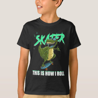 Schaatser T-rex Dinosaur Dit Is Hoe Ik Skateboard T-shirt