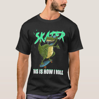 Schaatser T-rex Dinosaur Dit Is Hoe Ik Skateboard T-shirt