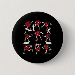 Schaatser Valentijnsdag Hart Rijdt Skateboards Jon Ronde Button 5,7 Cm