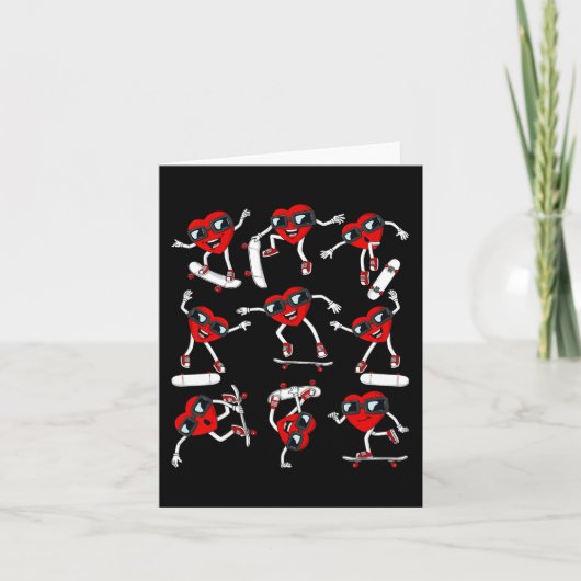 Schaatser Valentijnsdag Hart Skateboards Jongen Kaart (Voorkant)