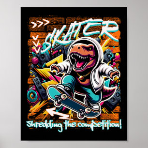 Schaatser vernietigt de concurrentie! Grappige T-R Poster