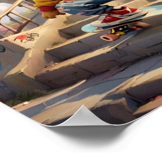 Schaatser Winnie de Pooh 1 Poster (Hoek)