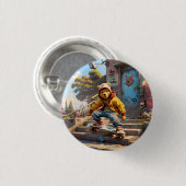Schaatser Winnie de Pooh 1 Ronde Button 3,2 Cm (Voorkant /achterkant)