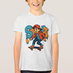 Schaatserjongen Street Style – Stedelijke Graffiti Tri-Blend Shirt
