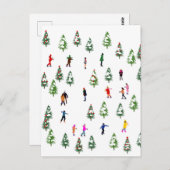 Schaatsers dennenboom │ schaatsen kerst winter briefkaart (Voorkant / Achterkant)