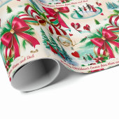  schaatsers en linten aangepaste tekst cadeaupapier