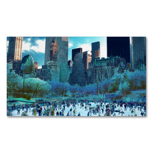 Schaatsfantasie Central Park Magnetisch Visitekaartje (Voorkant)