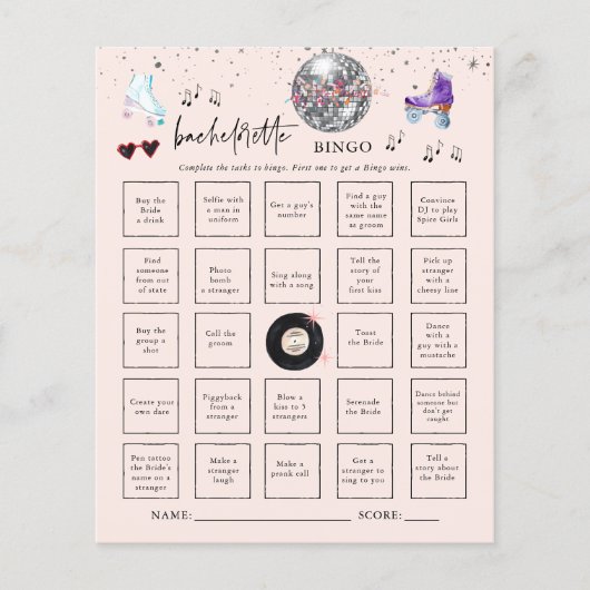 Schaatsfeest Bachelorette Bingo Spelkaart (Voorkant)