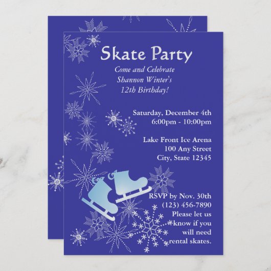 schaatsfeest kaart (Voorkant / Achterkant)