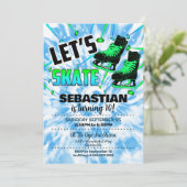 Schaatsfeest Uitnodiging Jongen IJs Schaats Uitnod (Staand voorkant)