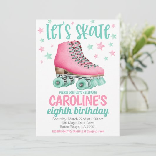 Schaatsfeest Verjaardag Uitnodigen Kaart (Staand voorkant)