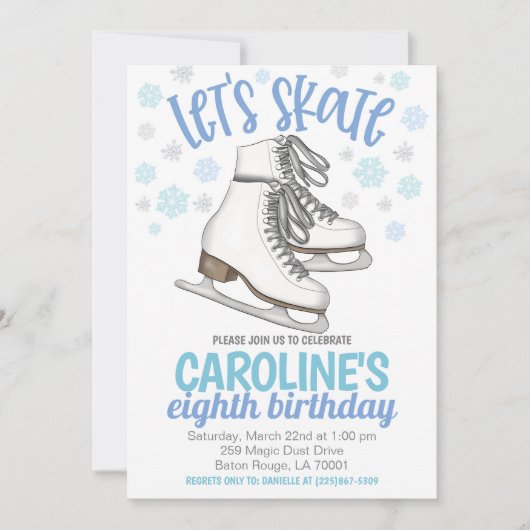 Schaatsfeest Verjaardag Uitnodigen Kaart (Voorkant)