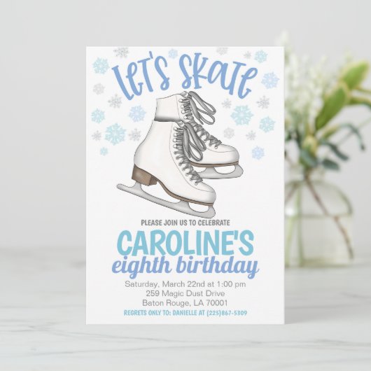 Schaatsfeest Verjaardag Uitnodigen Kaart (Staand voorkant)