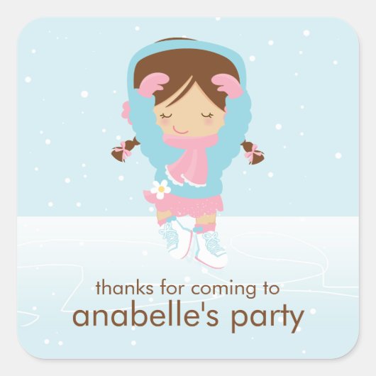 schaatsfeest vierkante sticker (Voorkant)