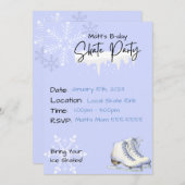 Schaatsfeest Winter Verjaardag Uitnodiging (Voorkant / Achterkant)
